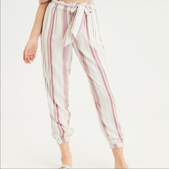 American Eagle Striped Belted Soft Jogger Pant - Picture 1 of 11
